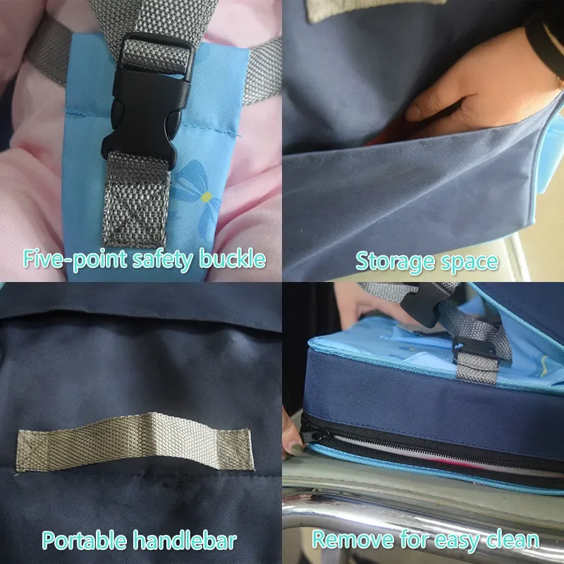 Assento de jantar portátil para bebês, assento de reforço para crianças, almofada para cadeira de bebê, dobrável, assento de viagem para crianças