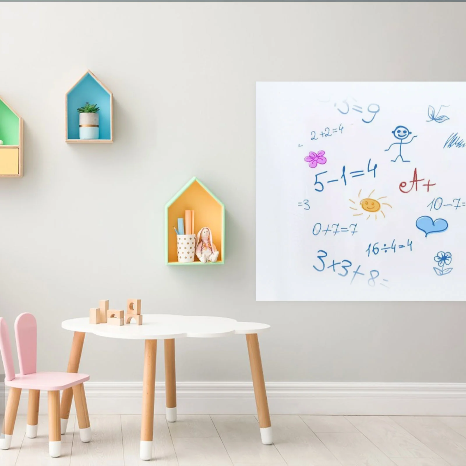 1 Set Static Electric Whiteboard Sticker Large Dry Erase Board Grid Whiteboard Wallpaper Dry Erase Paper Presentation