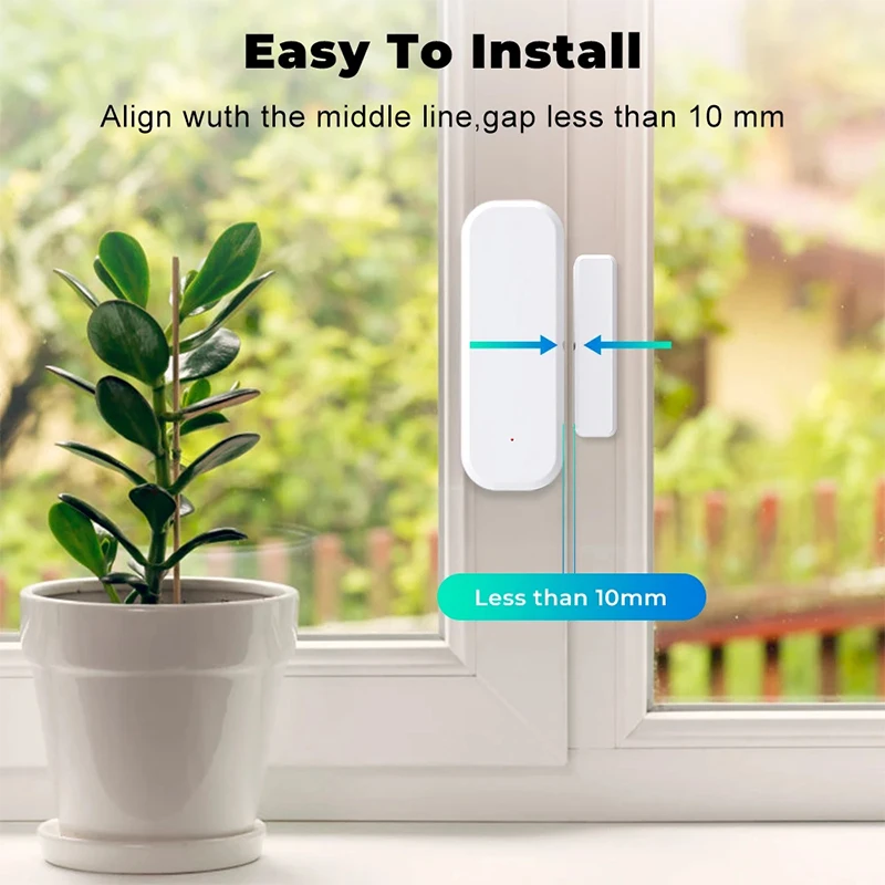 Tuya WiFi เซ็นเซอร์ประตูประตูหน้าต่างเปิดปิดเครื่องตรวจจับ Smart Life APP ควบคุม Smart Home Security Protection ALARM System