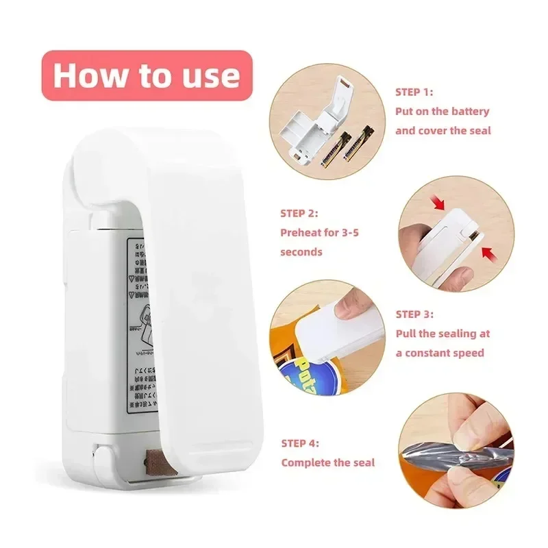 Mini macchina per sigillare sacchetti di calore Sacchetti sigillanti per pacchetti Chiusura termica per sacchetti per alimenti in plastica Sigillante portatile Imballaggio Strumenti speciali da cucina