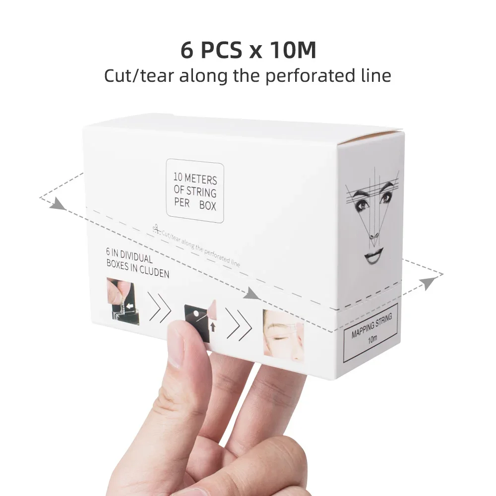 6 PC 10 Meter Mapping Pre-Ink String Für Microblading Make-Up Augenbrauen Färben Liner Gewinde Semi Permanent Positionierung Messen werkzeug