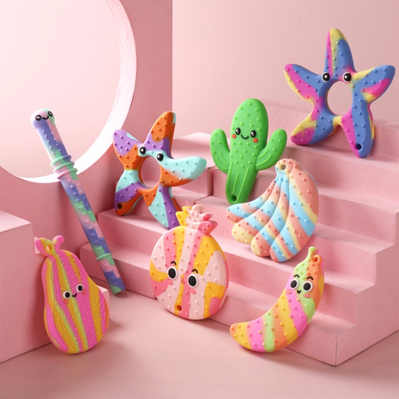 Silikon bez BPA Baby Teether Cartoon noworodka zmysłowy naszyjnik do żucia wisiorek gryzaki dla autyzmu ADHD specjalne gryzaki