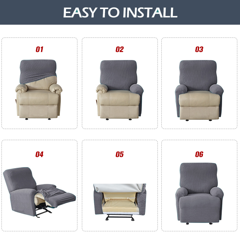 Recliner Sofa Cover Lazy Chair Solid Color Cushion Cover Sofa Cover 1/2/3/4 Seat Waterproof Leaf Texture Sofa