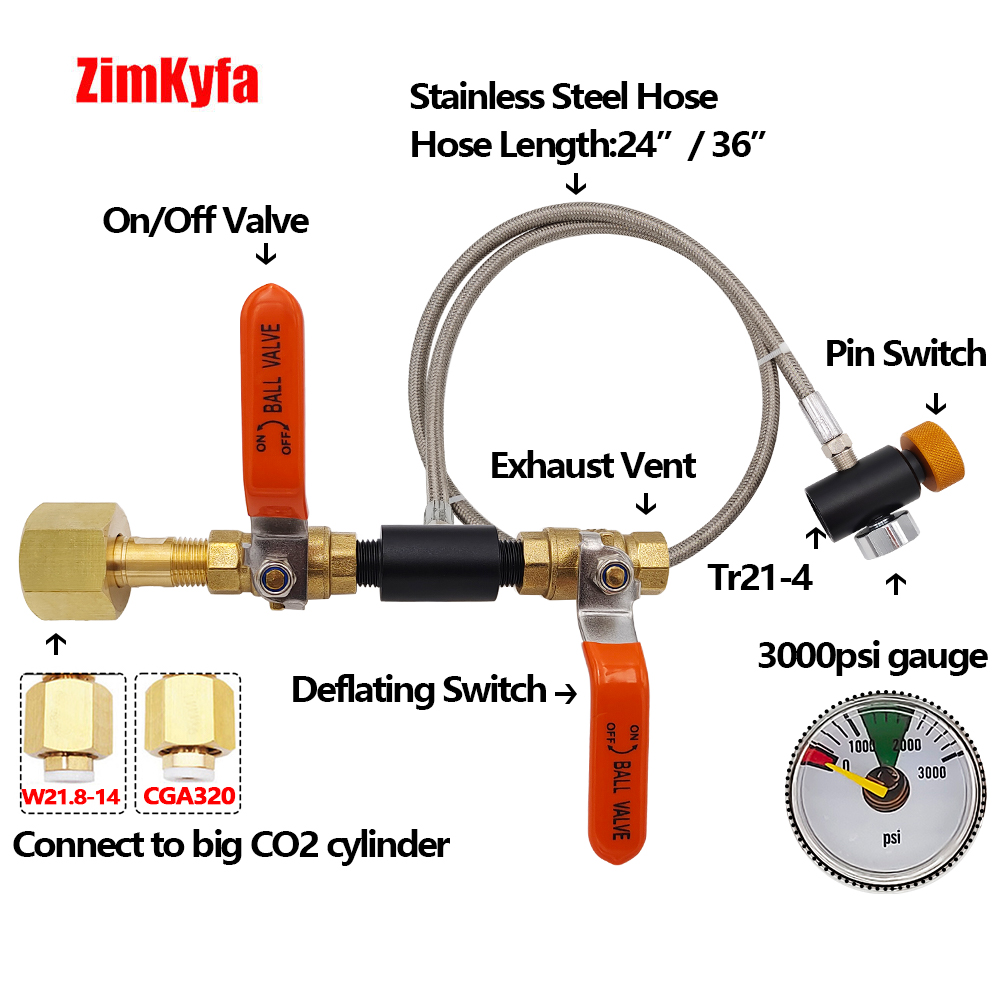 Refilling Sodastream Nước Soda Làm Quạt Sưởi Carbon Xi Lanh Xe Tăng Ống Đựng Từ W21.8 CGA320 Điôxít Cacbon Dụng Inox