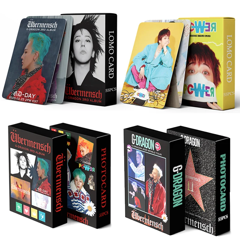 55Pcs/Set Kpop G-Dragon New Album Übermensch POWER Lomo Cards Fan Collection Card Album Card Postcard Photo Card Gift