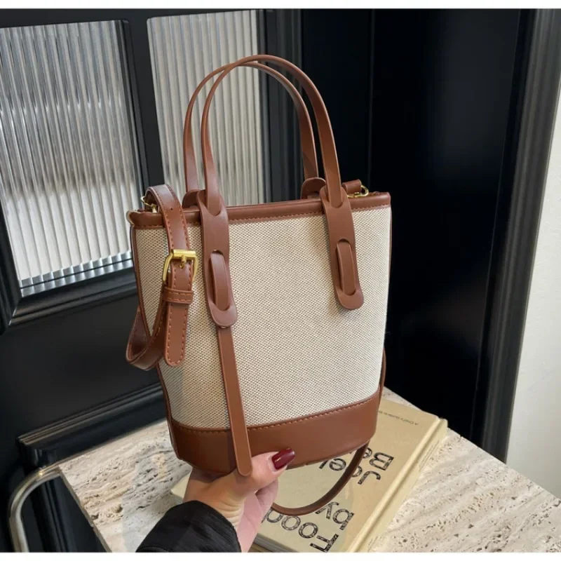 2025 модные универсальные сумки через плечо и через плечо из искусственной парусины, простые повседневные сумки в стиле ретро для женщин, роскошные сумки