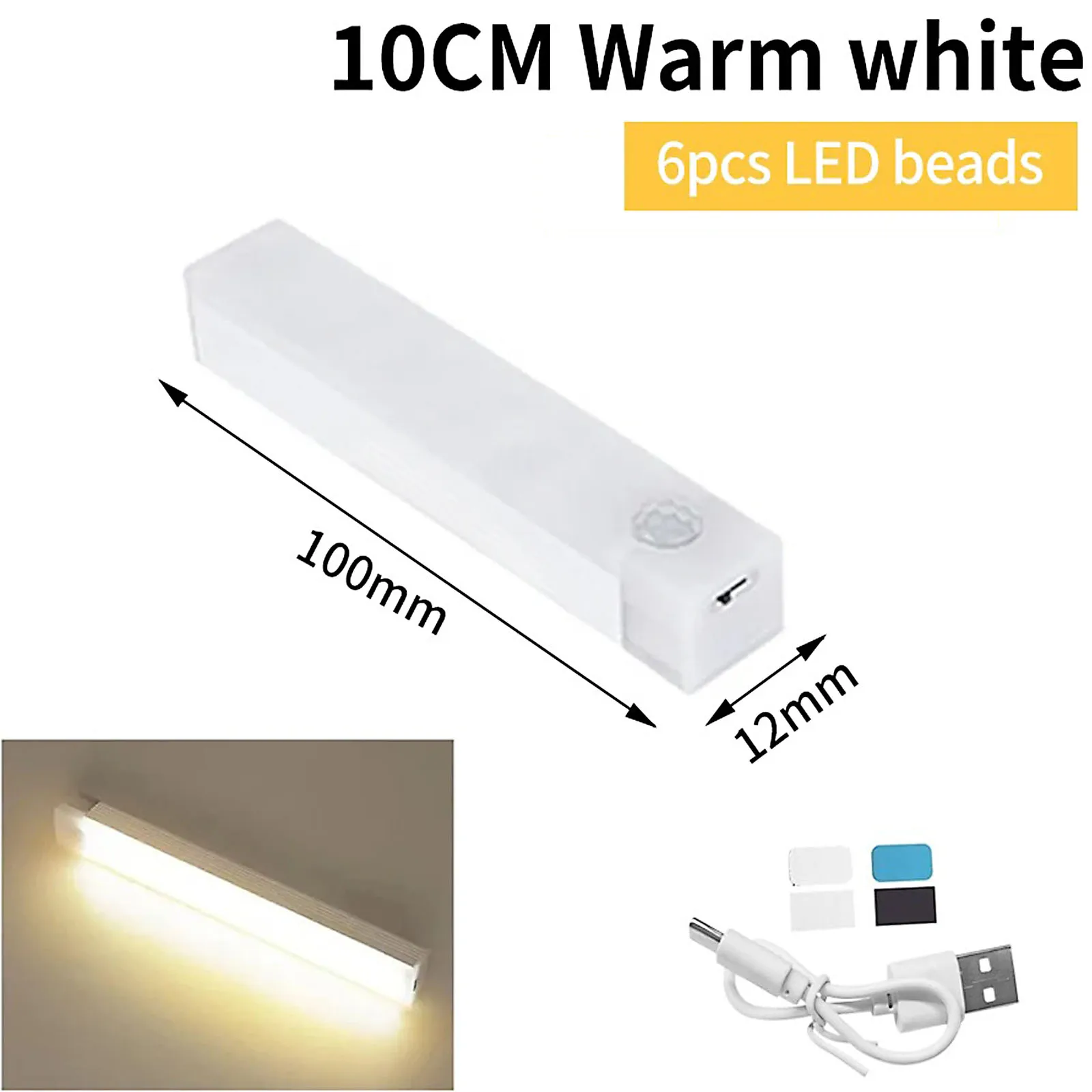 Luce per armadio con sensore di movimento a LED Luce notturna a induzione ricaricabile USB Lampada per rilevatore portatile wireless Retroilluminazione per scale da cucina