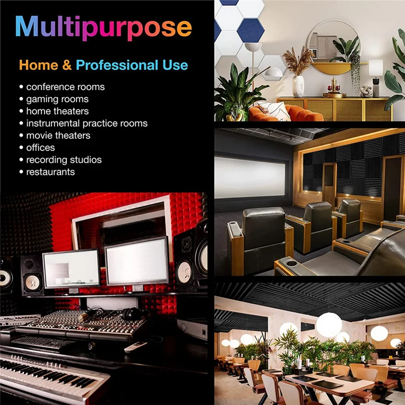 AEE3-Acoustic Foam Panels, 5 Pack 30X30x5cm Mushroom Studio Wedge Tiles, Sound Panels Sound Proof Foam Panels