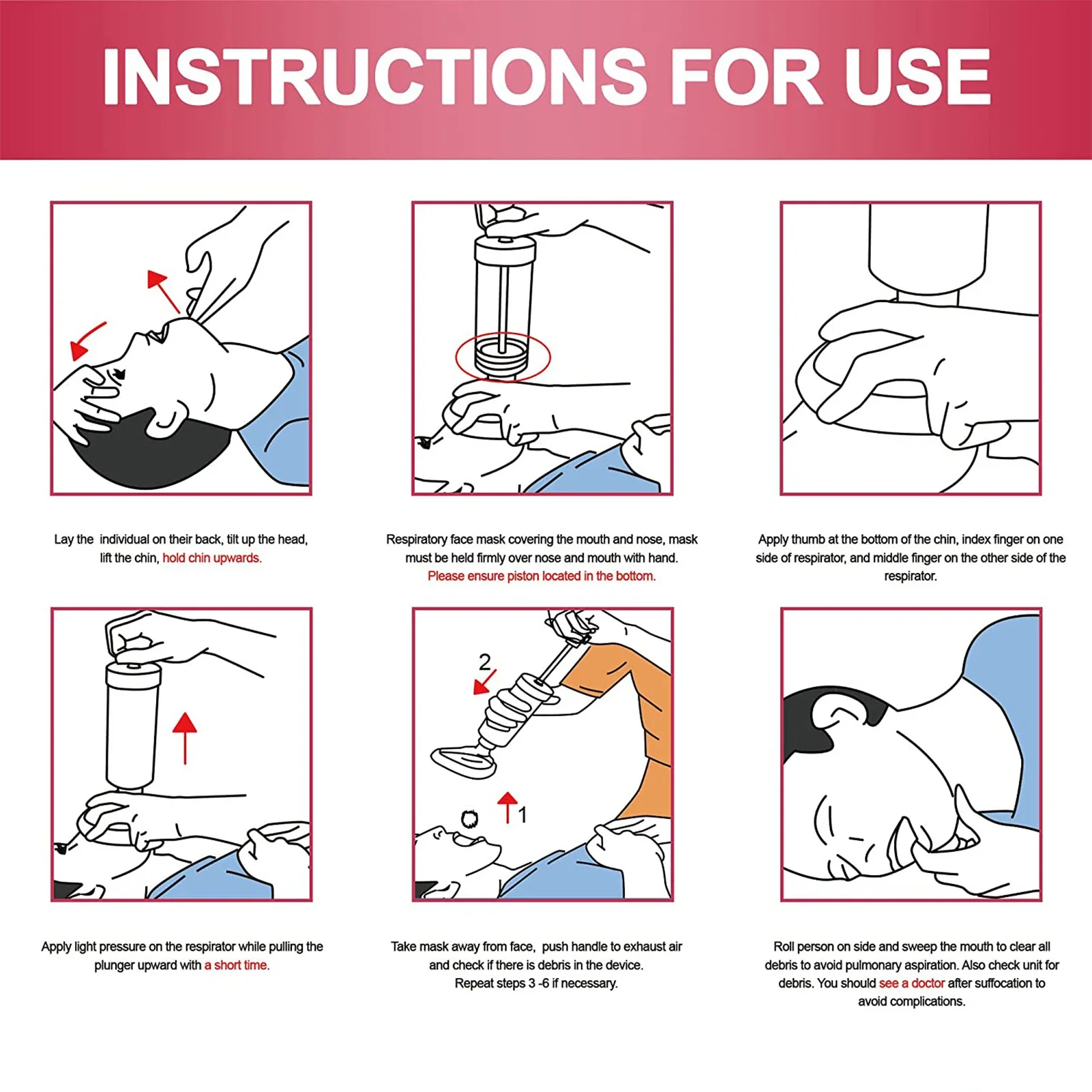 อัพเกรดฉุกเฉินช่วยชีวิตดูด Vac Anti Choke อุปกรณ์ชุดปฐมพยาบาลสําหรับเด็กผู้ใหญ่อุปกรณ์สําลักชุดฝึกปฐมพยาบาล