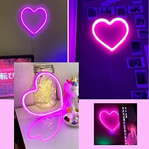 1pc USB 雰囲気 Led ネオンライトサインハート形壁掛けナイトライトバレンタインデーバー寝室リビングルーム