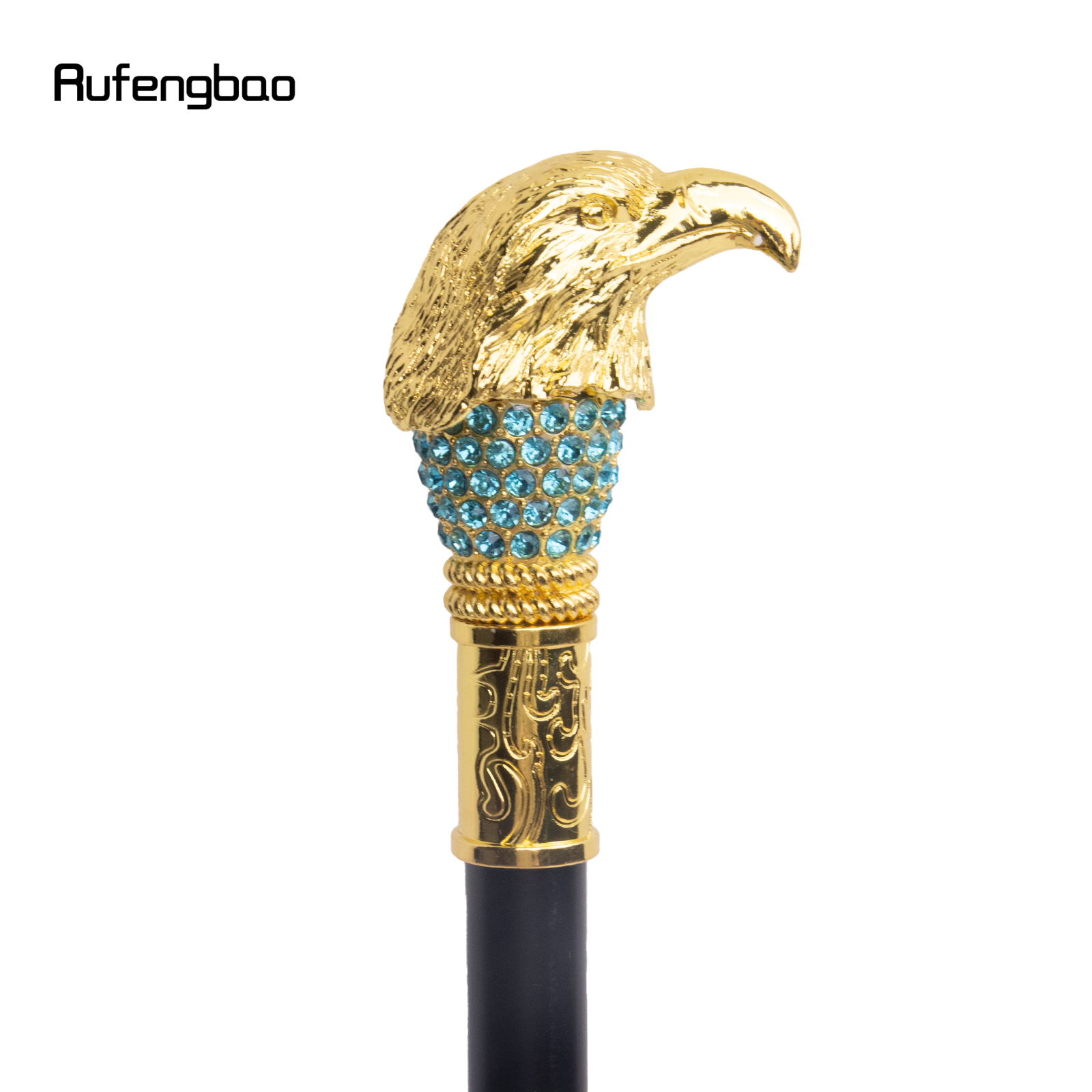 Vara de águia dourada e verde cabeça, Vara decorativa elegante, Crosier de bengala vintage, 92cm