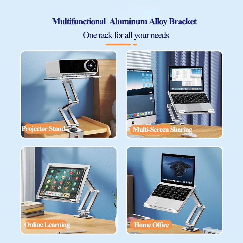 Oatsbasf Laptop Stand Clamp Tablet Hightening Support Holder Book Bracket Desktop Bed Lazy Stand 360°Rotating Hight Adjustable