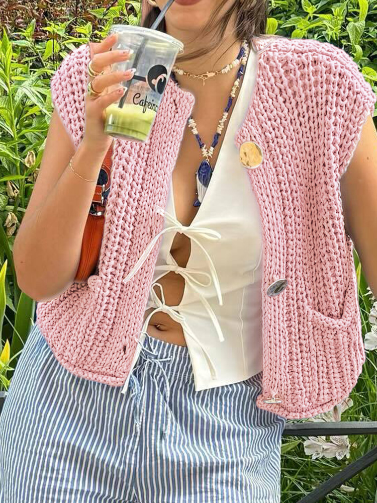 Frauen Gestrickte Weste Chic Kleidung Rot Farbe Ärmellose Casual Tank Top Frauen Pullover Westen Mode Pullover Top Taste Kleidung