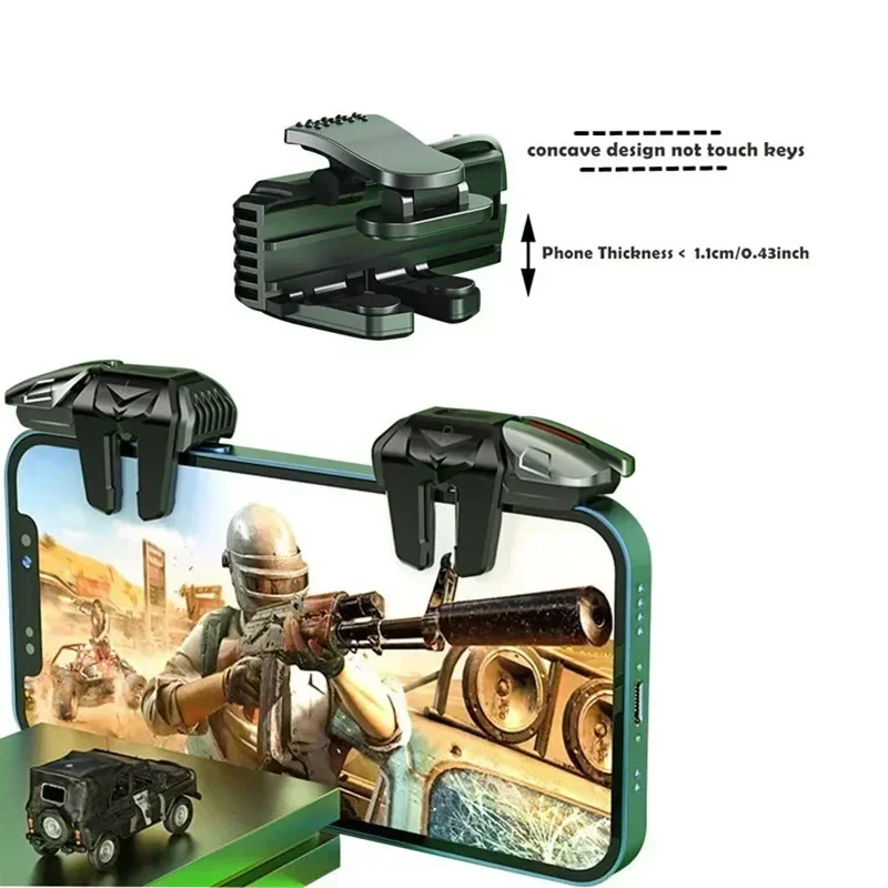 Gatillo de juego de teléfono móvil G21 de seis dedos para PUBG Aim Shooting L1 R1 ABS botón para IOS Android Universal Gamepad Joystick
