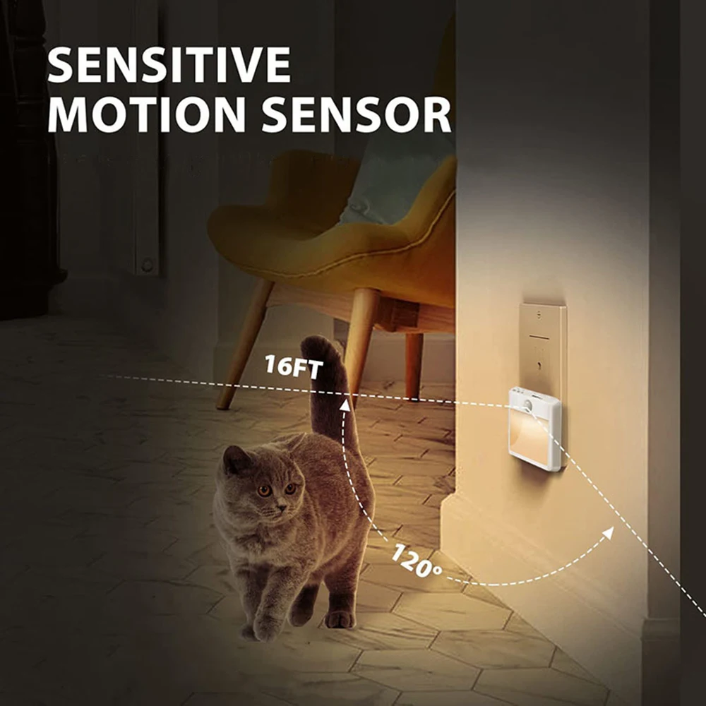 Luces LED nocturnas con Sensor de movimiento para dormitorio de niños, Sensor automático de atardecer al amanecer, decoración de lámpara inalámbrica regulable para armario, UE, EE. UU., Reino Unido