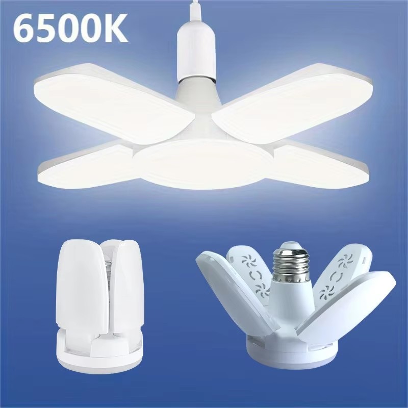 Ventilador E27 plegable 28W bombilla LED AC220V/110V 40 bombilla deformación para luces de techo del hogar almacén y garaje bombilla blanca Light6500K