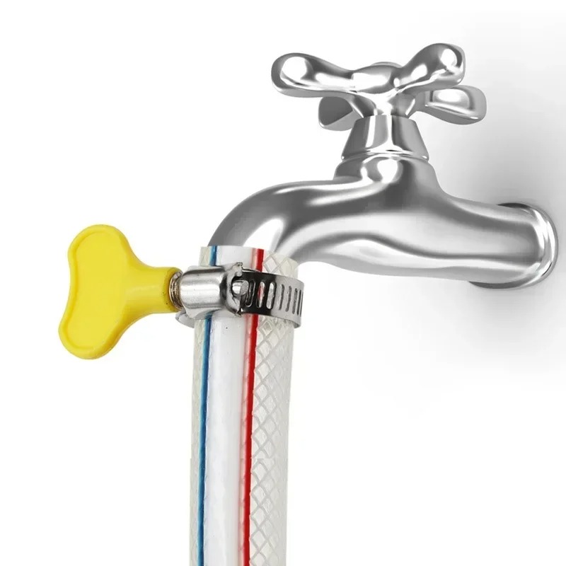5 pièces 8-44mm poignée en plastique jaune réglable colliers de serrage torsadés à la main ver conduite Clips de tuyau en acier inoxydable pour Tube