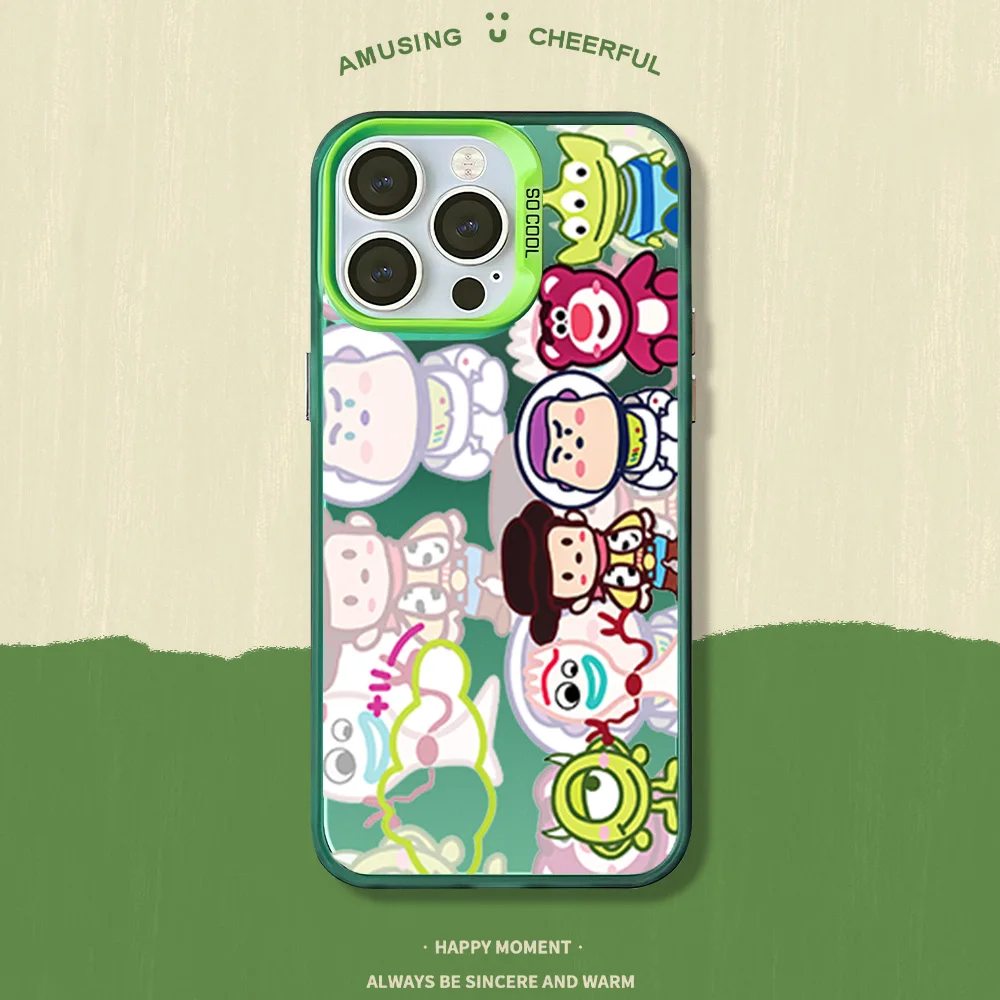 Casing ponsel MINISO, untuk iPhone 12 11 13 14 15 16 Max Pro, casing Laser