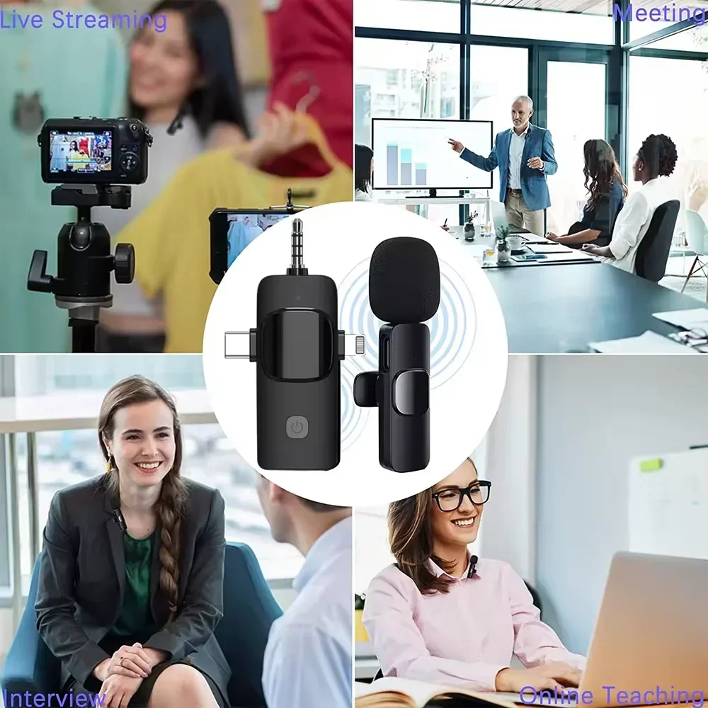 Basix Mini Lavalier Microphone Portable Audio Video Recording Mini Wireless Microphone for IPhone TypeC ipad Phone Microphone