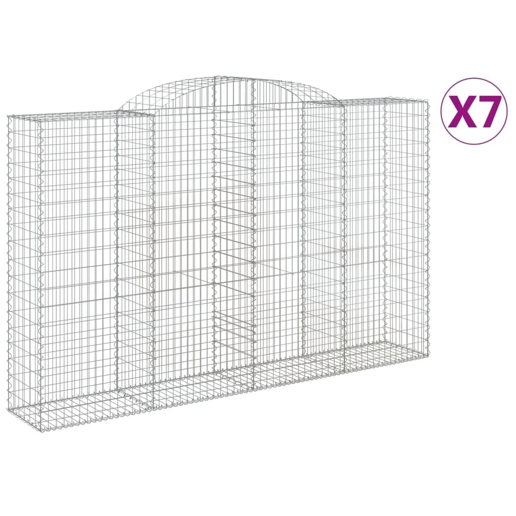 Paniers Gabion Arc Haut Ensemble de 7 Pièces 300x50x180200cm Décoration de Jardin en Acier Galvanisé