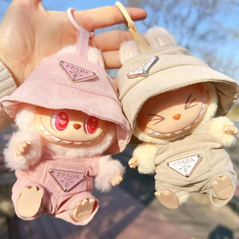 ใหม่ Corduroy สําหรับ Labubu ตุ๊กตาเสื้อผ้าชุดหมวก 17 ซม.เสื้อผ้ารองเท้าตุ๊กตา DIY อุปกรณ์เสริมการฝึกอบรมนั่งปาร์ตี้เกมของเล่นของขวัญ