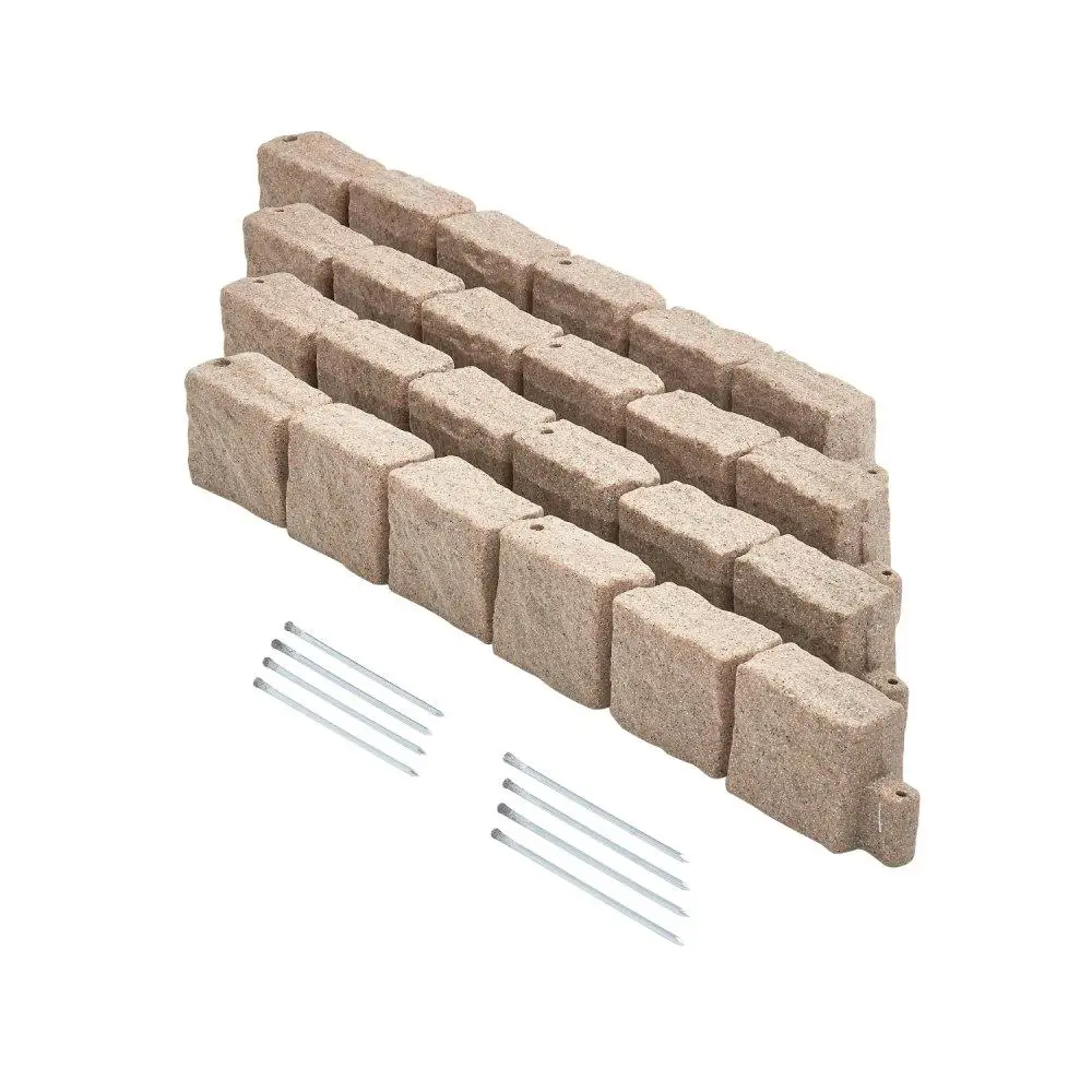 Faux Stone Lawn Edging 46.8 x 3.9 Inches UV-Resistant No-Dig Garden Landscape Border for Home Improvement