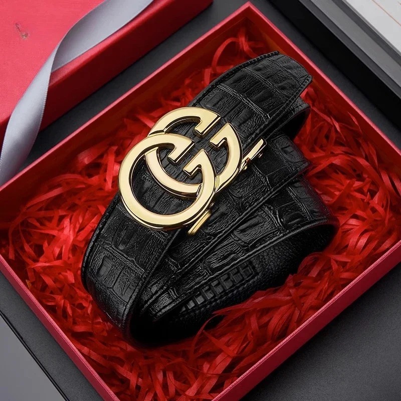 Cinturón de cuero genuino para hombre, correa de aleación de Metal, hebilla automática, diseño de lujo, marca