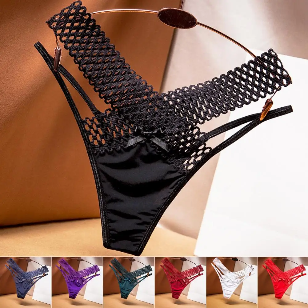 Calzoncillos de señora ahuecados elástico tira fina estilo francés señoras Sling Tanga Color sólido mujeres G-string calzoncillos diarios