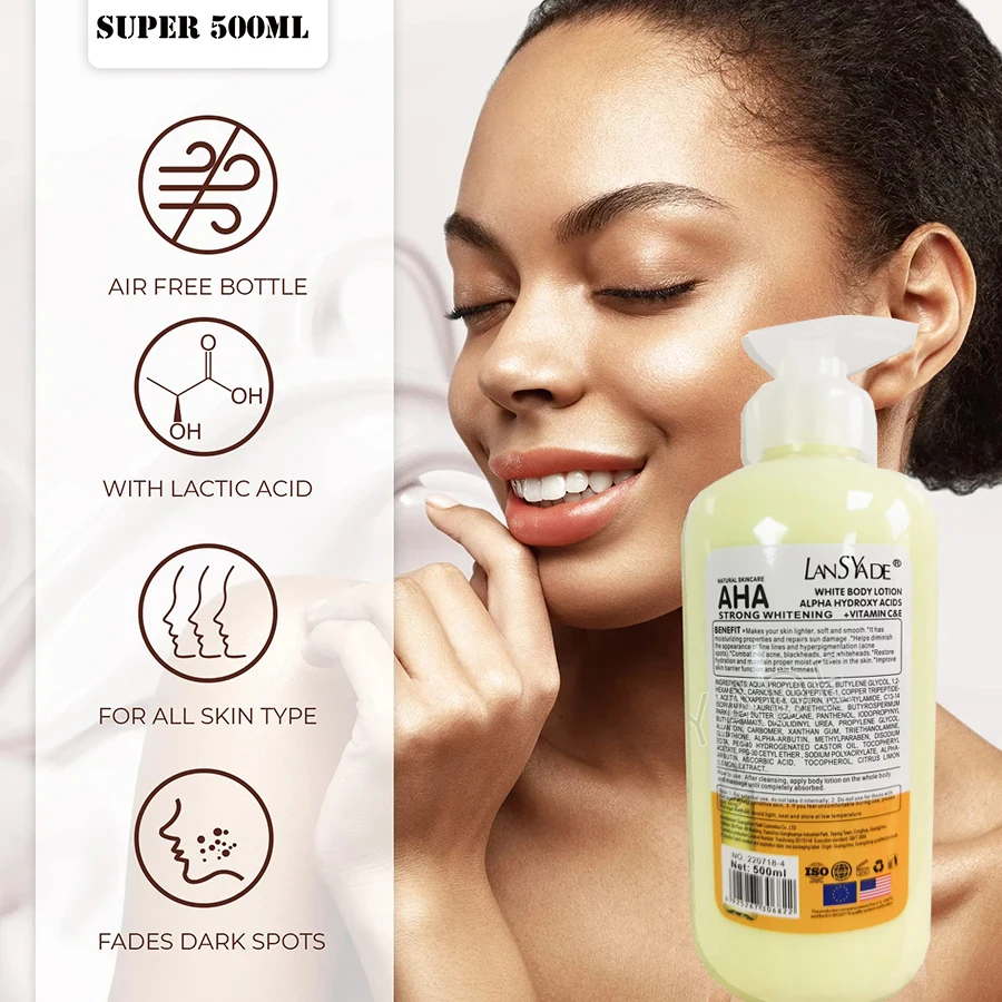 500Ml Dưỡng Trắng Toàn Thân Sữa ALPHA Hydroxy Axit + Vitamin C & E Thấy Kết Quả Trong 3 Ngày Dưỡng Ẩm Làm Sáng Da kem Dưỡng Thể Dưỡng Da