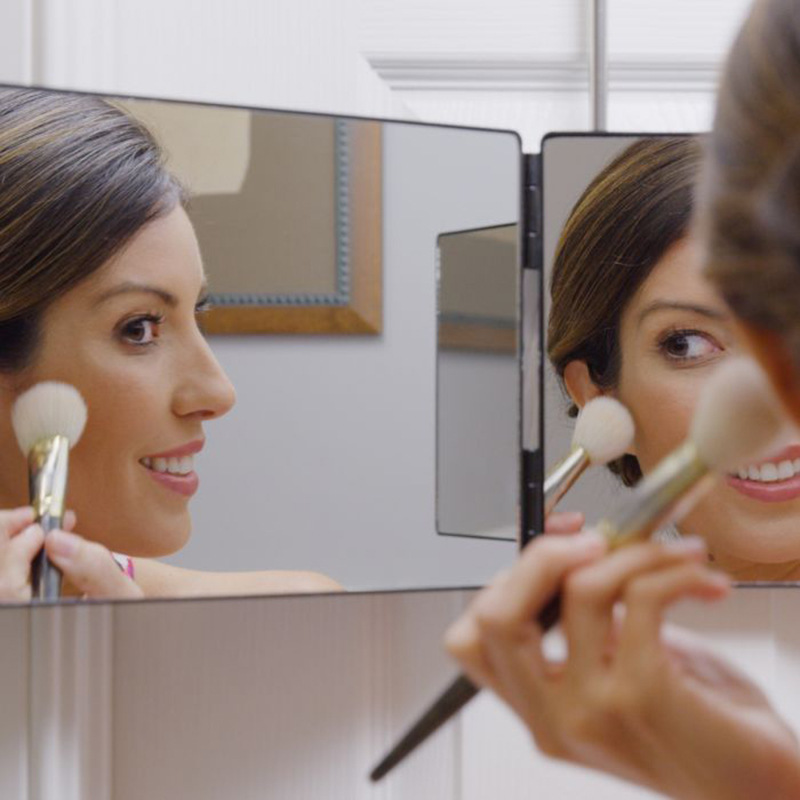 Specchio LED a tre ante Specchio per trucco con taglio di capelli automatico con luce regolabile in altezza Specchio per taglio di capelli a 3 vie Specchio a 3 vie in vetro HD