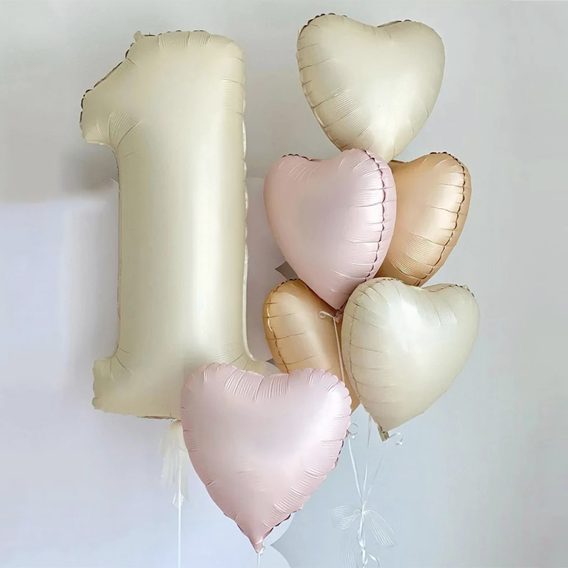 Globos de aluminio con número de Color crema para niños y niñas, decoración de fiesta de feliz cumpleaños, suministros para niños y niñas de 1, 2, 3, 4, 5, 6, 7, 8 y 9 años, 8 piezas