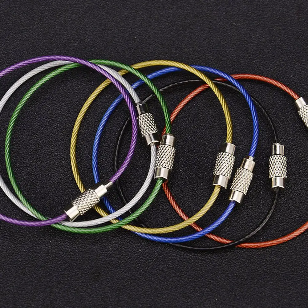 5 Cái Nhiều Màu Sắc EDC Móc Khóa Thép Không Gỉ Móc Neo Móc Khóa Ngoài Trời Dụng Cụ Dây Keyrings Cáp Dây Vít Khóa Móc Chìa Khóa