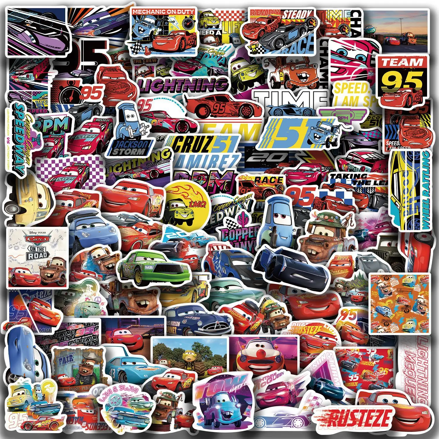 50/100 Uds Disney Cars Lightning McQueen pegatinas impermeables Graffiti teléfono portátil equipaje Notebook pegatinas de dibujos animados juguetes para niños