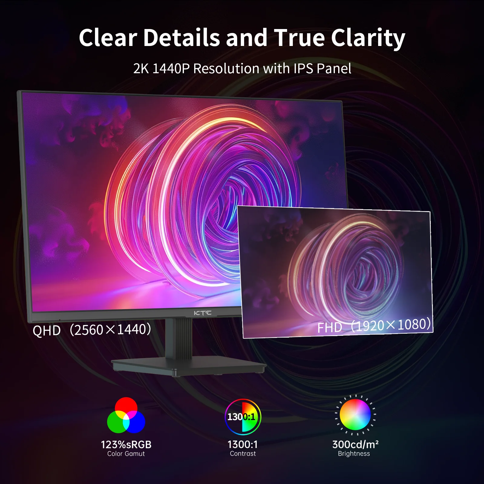 KTC H27T27 27 inch QHD 100Hz gamingmonitor 2560x1440 IPS snel paneelscherm 16:9 ELED 1 ms GTG-reactietijd 99% sRGB HDR10