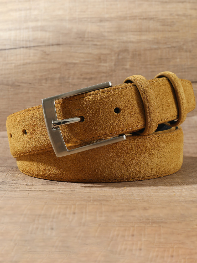 Cowskin Sude Belt Genuine Leather For Man And Lady With Oxford Fabric Strap Genuine Leather Luxury Pin Buckle Blue Gray  Belts