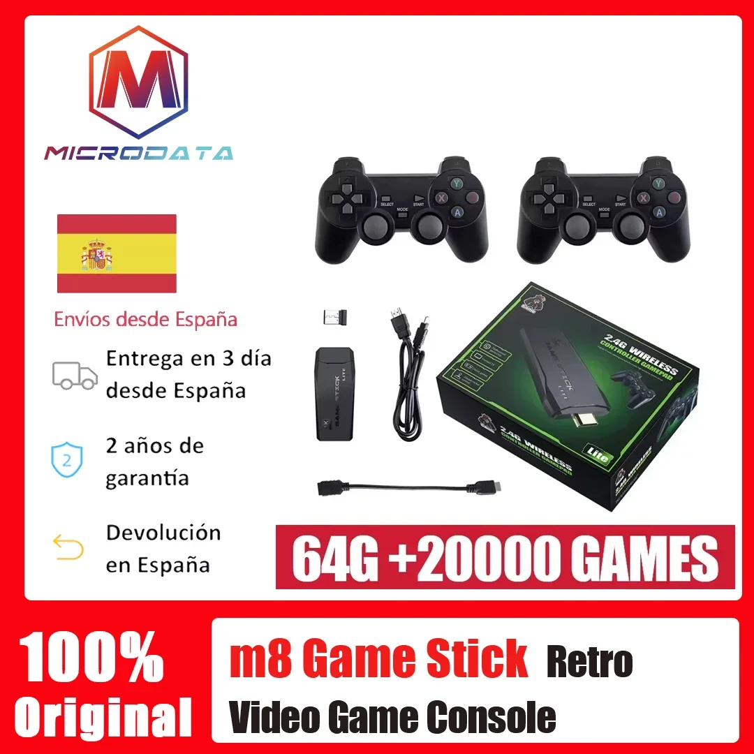 Retro-Videospielkonsolen-Stick M8 Wireless Controller 4K 20.000 Emulatoren 9 integrierte Spiele PS1-kompatibles Geschenk für Kinder