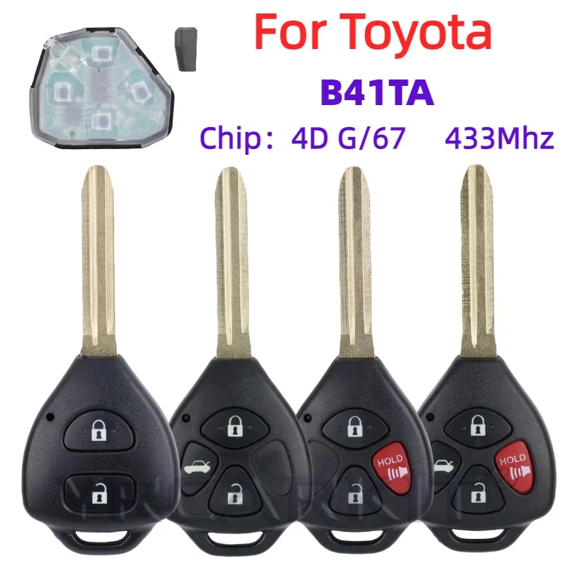 B41TA дистанционный ключ от машины для Toyota Forruner Hilux Innova Corolla Innova Yaris 2/3/4 кнопки 433 МГц 4D 67 G чип 89070-52E61