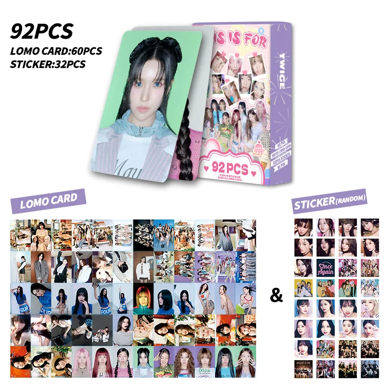 new 92PCS Small Card TWICE New Album Laser Box Collection Card LOMO Card Fan Support Photo Card