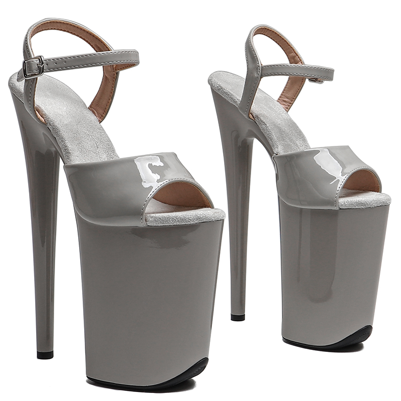 Leecabe 23CM / 9 Zoll Patent PU Obermaterial Offene Spitze Mode Plattform High Heels Sandalen Stripper Ferse Pole Dance Schuhe