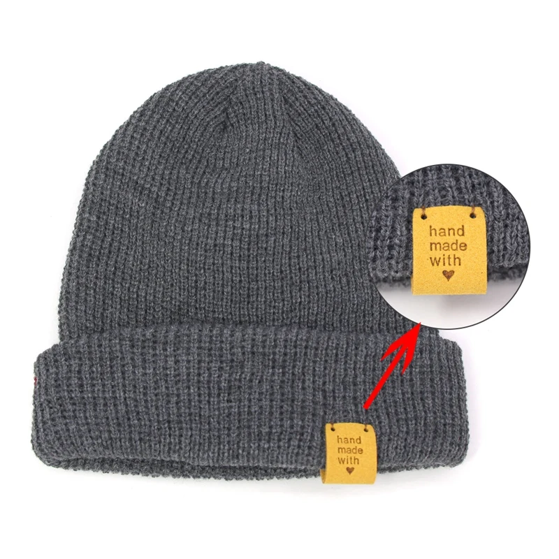 50 etichette in pelle PU fatte a mano fatte a mano con amore etichette in PU ecopelle da cucire etichette abbellimento accessori in maglia