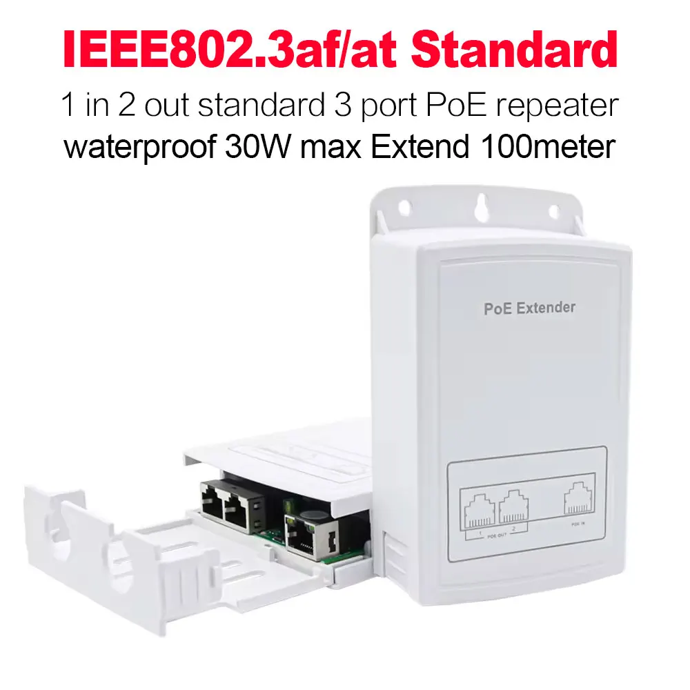 PoE 1〜2防水リピーター,10/100mbps,低消費電力,イーサネット,屋外拡張,ネットワークスプリッター