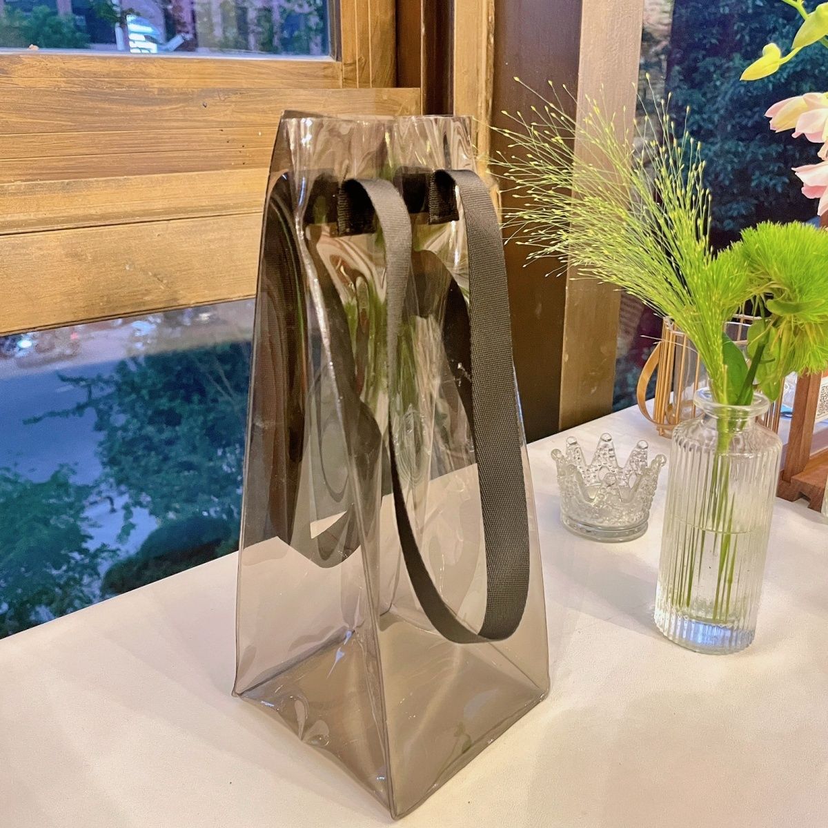 Transparente farbige PVC-Band-Einkaufstasche, wasserdichte Gelee-Aufbewahrungstasche, kleine Geschenktasche mit anpassbarem Logo