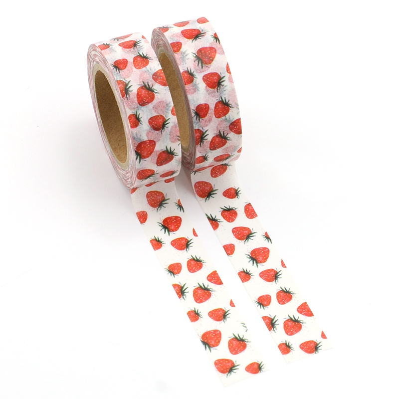 1PC. 10M Decor Cute Strawberry Fruit Washi Tapes DIY for Scrapbooking Planner Adhesive Masking Tapes Kawaii Papeleria