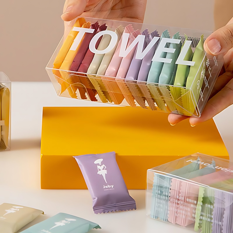 Compressed Travel Towels  - Thick & Soft Disposable Face Towels for Makeup Removal, Camping, Gym, Quick-Expanding & Porta