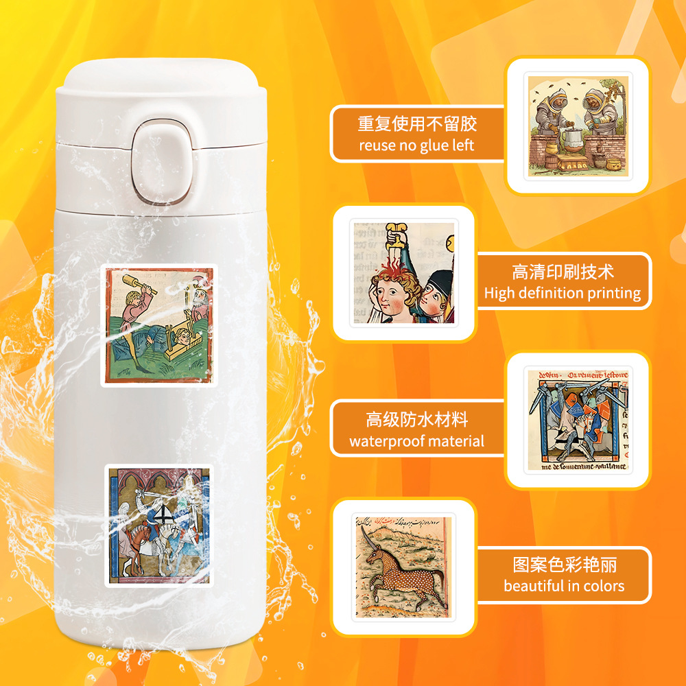 10/30/50PCS Retro Medieval Art Poster Pattern Sticker DIY Phone Laptop Luggage Skateboard Graffiti Decals Fun for Kid Toy