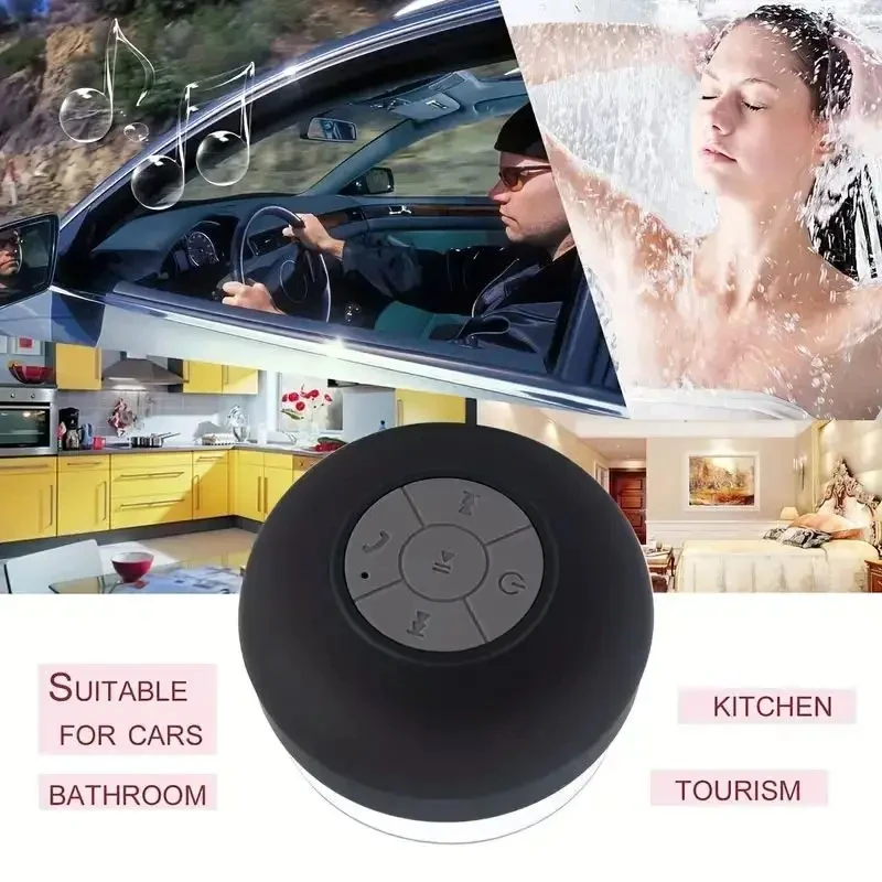 Draagbare Bluetooth draadloze waterdichte luidspreker met zuignap Kleine stereo voor auto-badkamer Mobiel muziekluisterapparaat