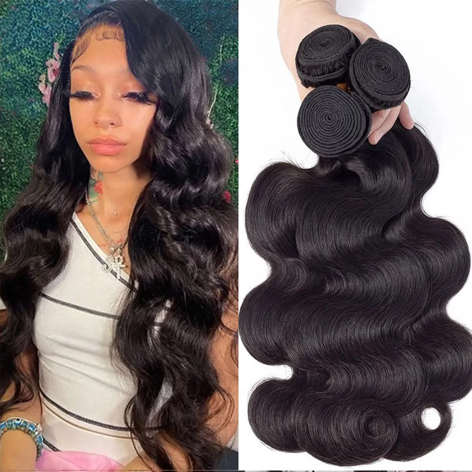 Barato por atacado onda do corpo 1-4 pacotes de cabelo brasileiro água ondulado tecer pacotes de cabelo humano extensões tissage para mulher