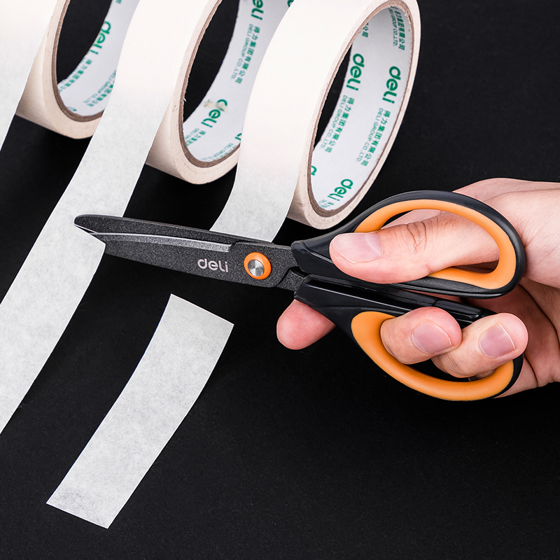 Deli Stationery Scissors 가위 Teflon Non Stick Anti Rust Scissors Tijeras  Aesthetic Stationery Used In Classrooms Homes ,Offices