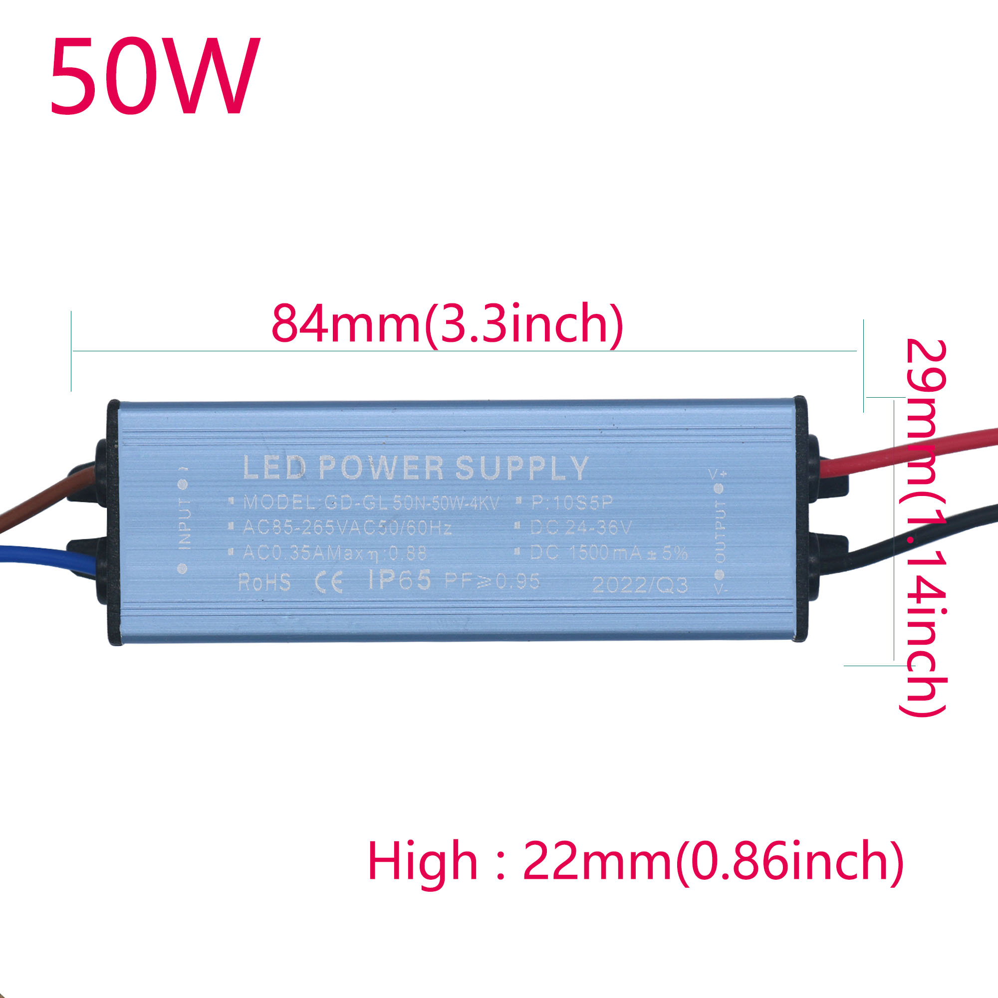 LED-Treiber 50 w1500ma wasserdichte AC85-320V versorgung Konstant strom Spannungs regelung Beleuchtung Transformator Adapter Konverter DIY Kit