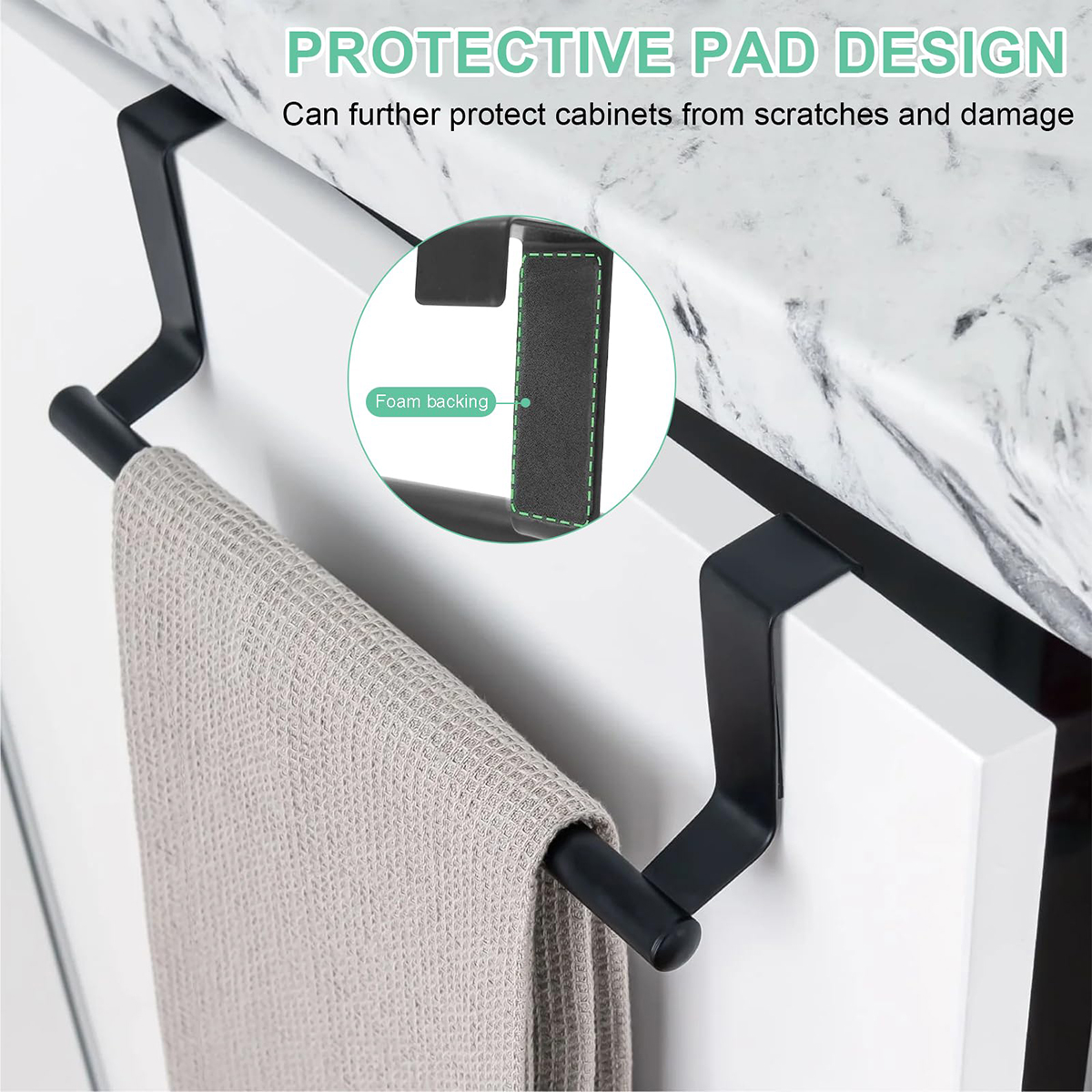 Torchon de cuisine en acier inoxydable, porte-armoire T1, noir, pas de propositions, 23cm